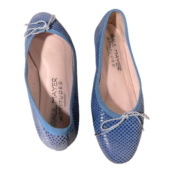 Paul Mayer Ladies Snakeskin Flats in Sky Blue - Picture 7 of 11